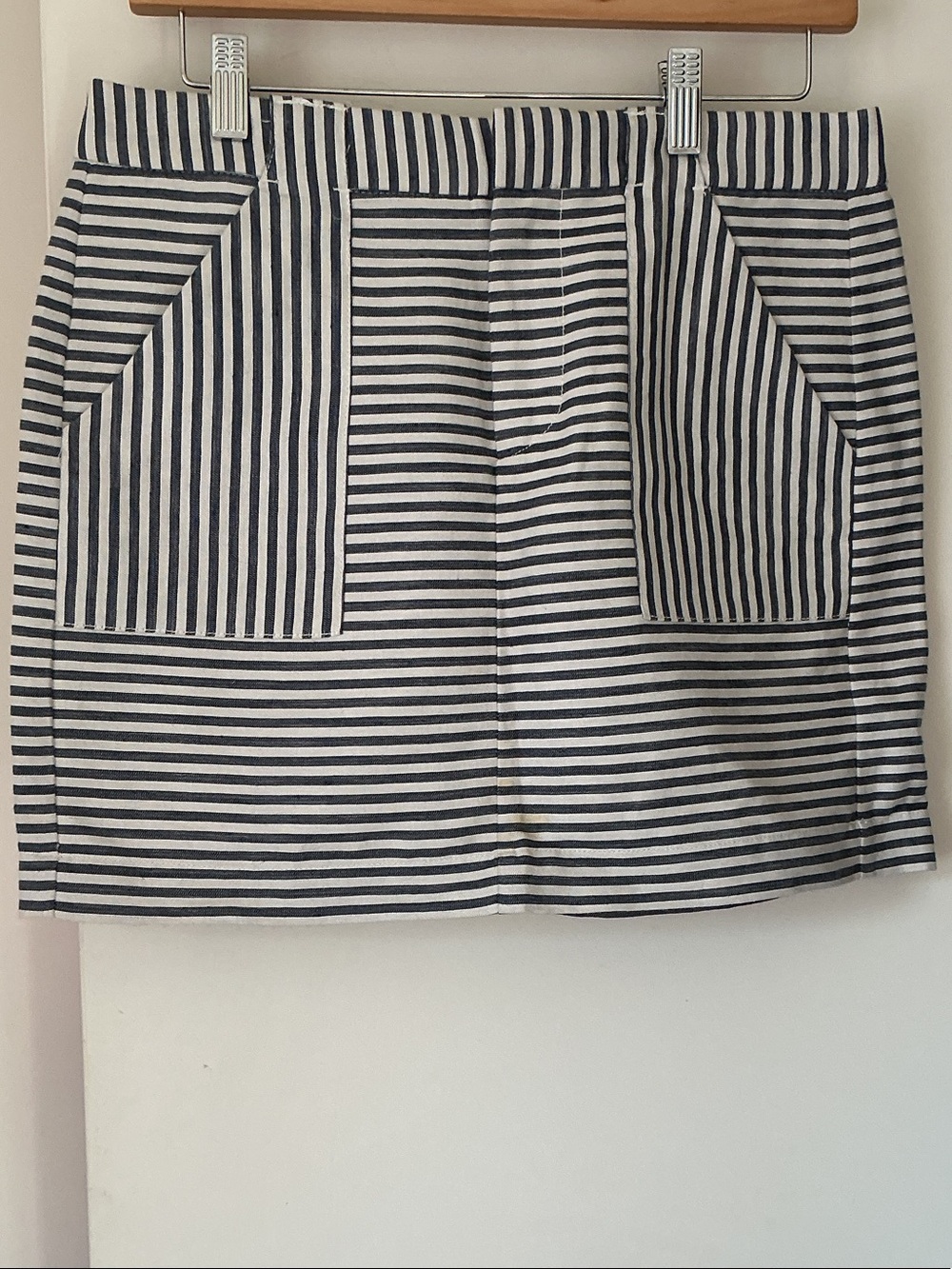 MADEWELL Striped Navy and White Cotton Mini Skirt